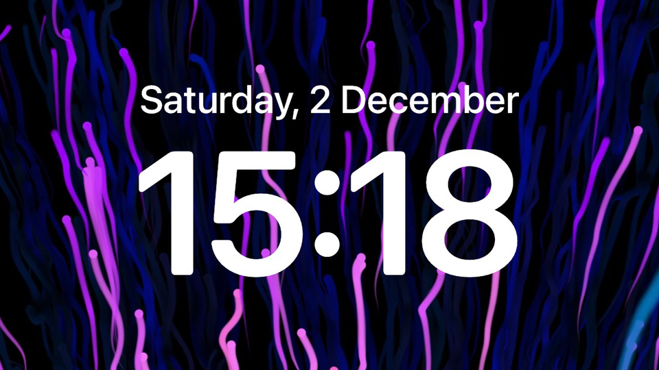 Screenshot of iPhone lock screen clock